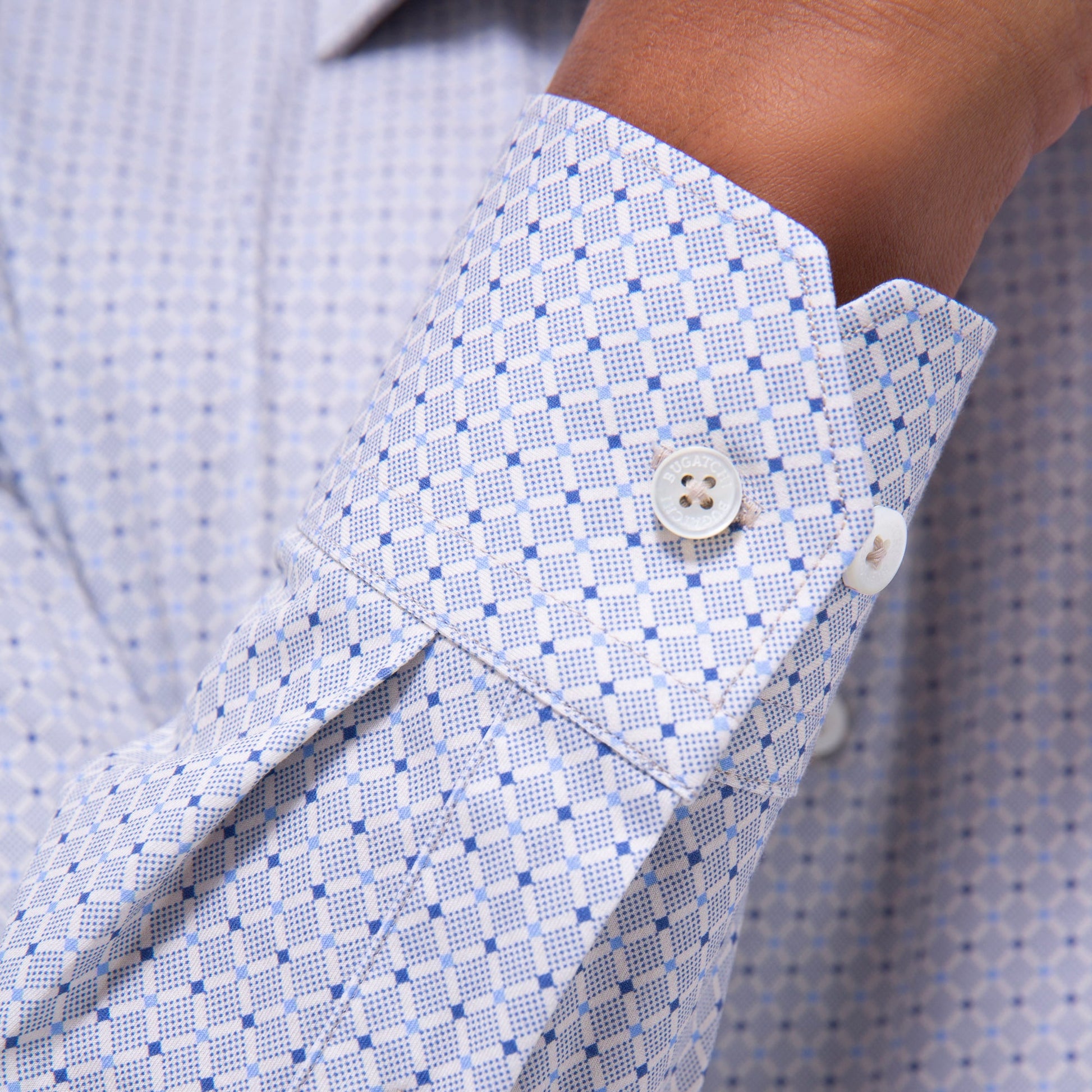 Bugatchi James Diamond Check OoohCotton® Shirt Almond