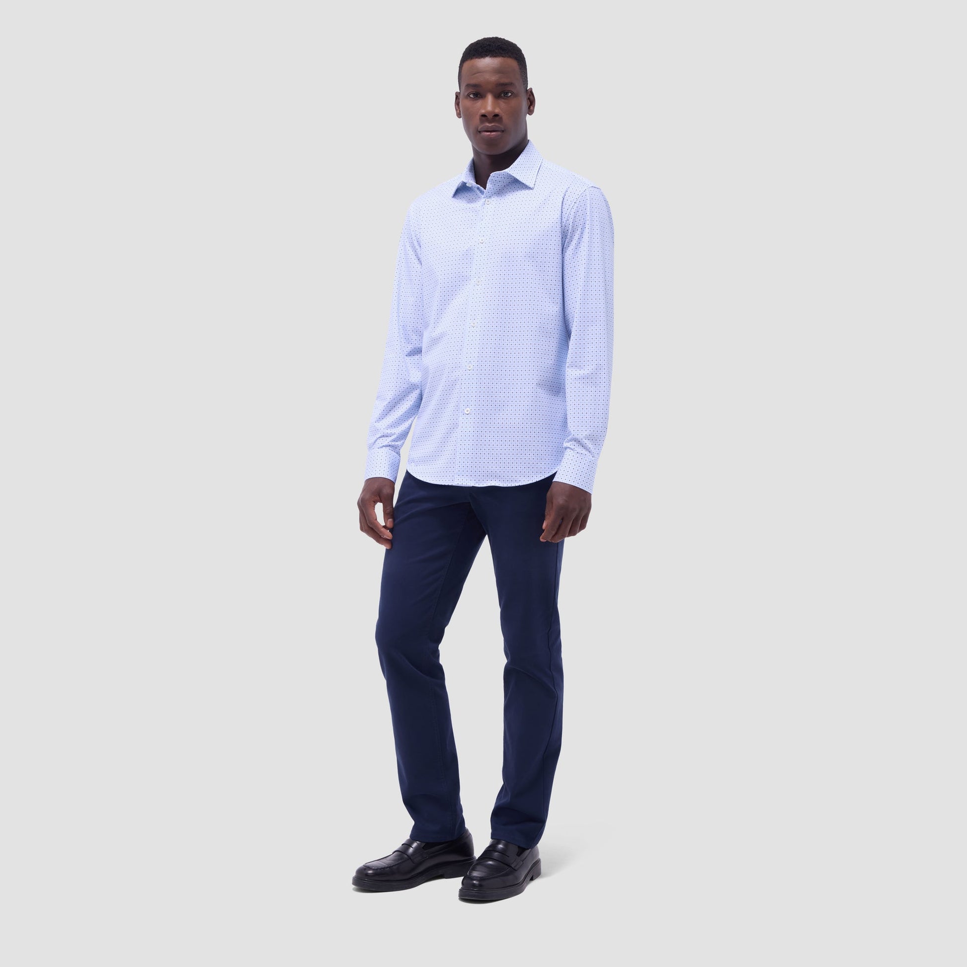 Bugatchi James Diamond Check OoohCotton® Shirt White
