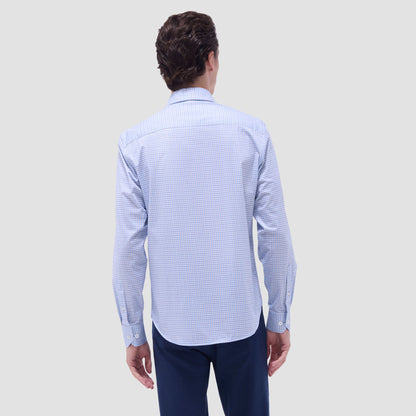 Bugatchi James Gingham Check OoohCotton® Shirt Air Blue