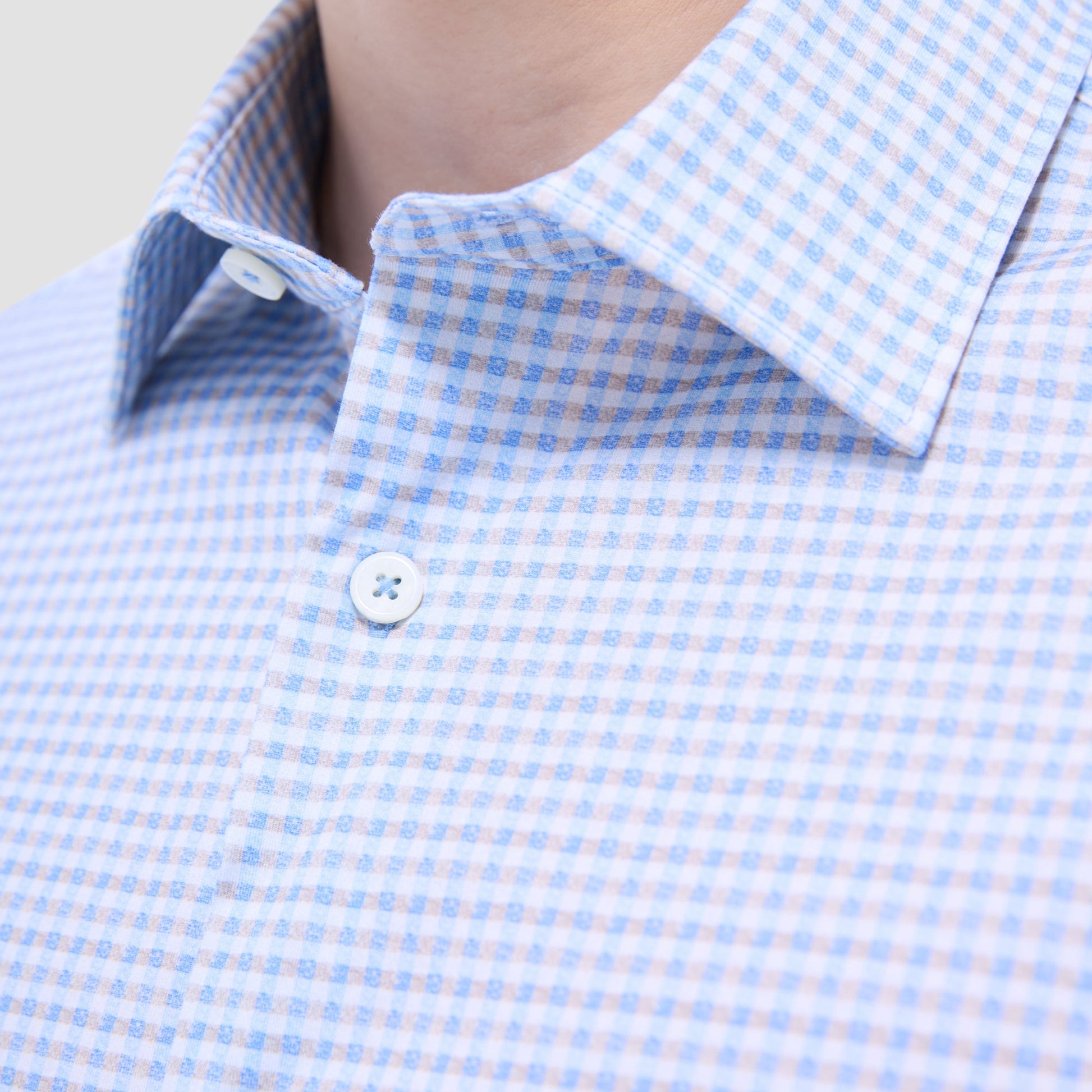 Bugatchi James Gingham Check OoohCotton® Shirt Air Blue