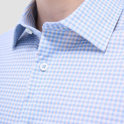 Bugatchi James Gingham Check OoohCotton® Shirt Air Blue