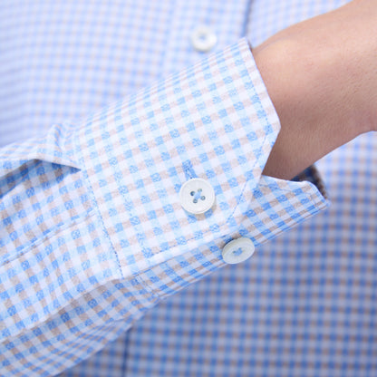 Bugatchi James Gingham Check OoohCotton® Shirt Air Blue