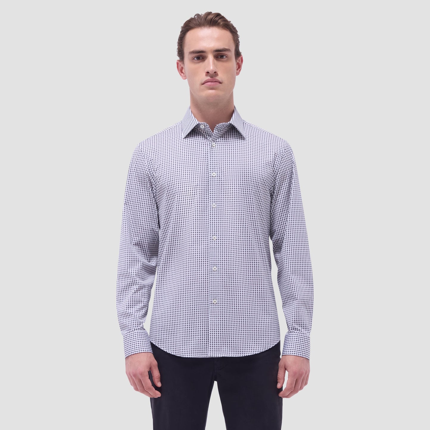 Bugatchi James Gingham Check OoohCotton® Shirt Black