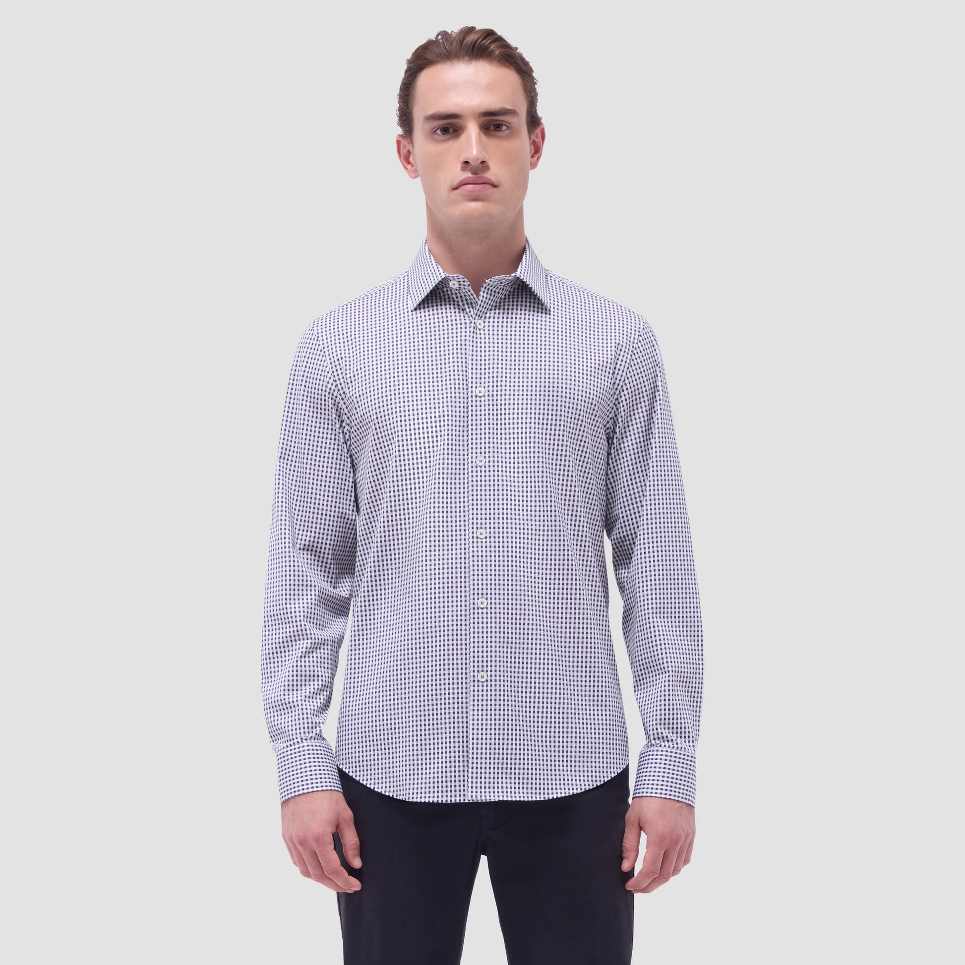 Bugatchi James Gingham Check OoohCotton® Shirt Black
