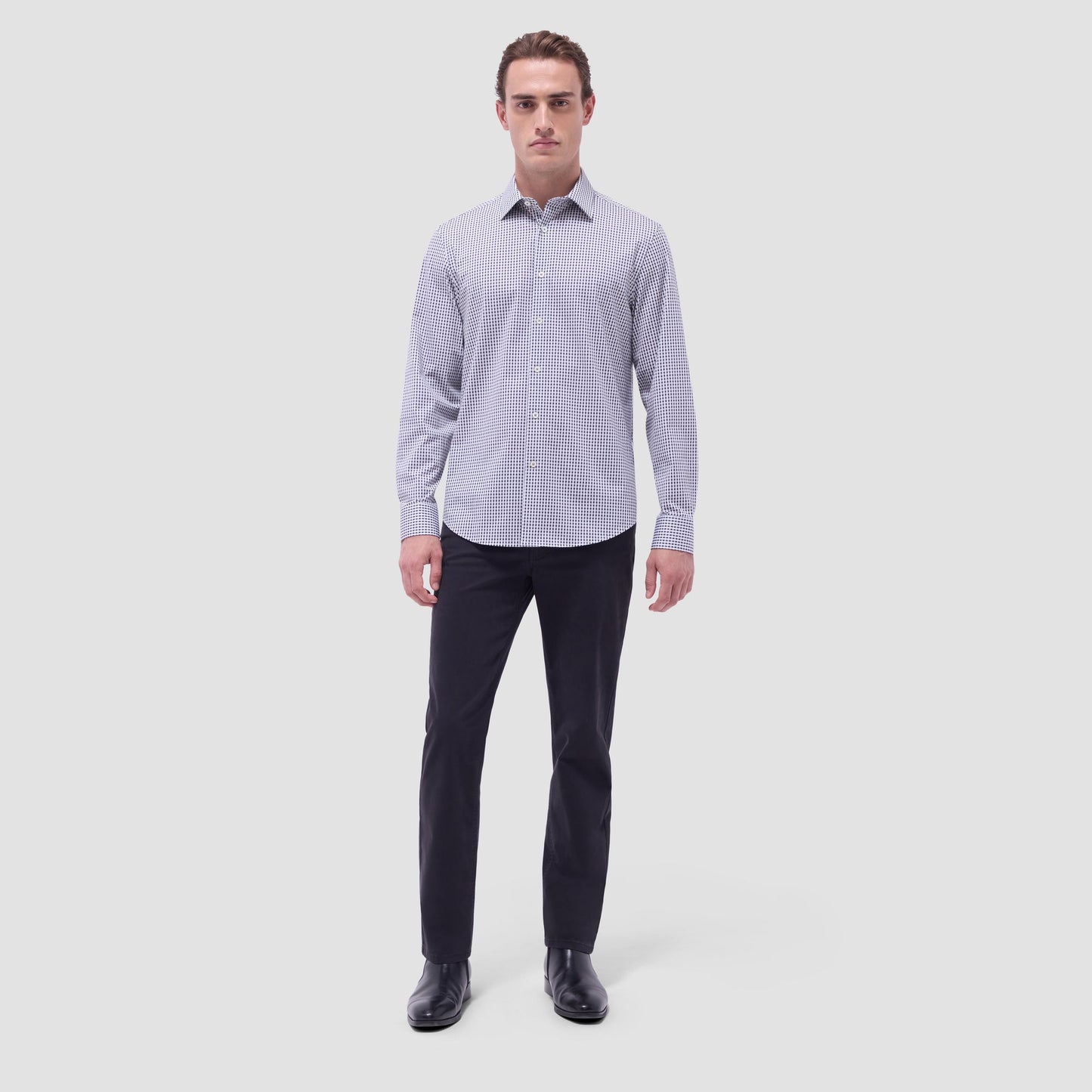 Bugatchi James Gingham Check OoohCotton® Shirt Black
