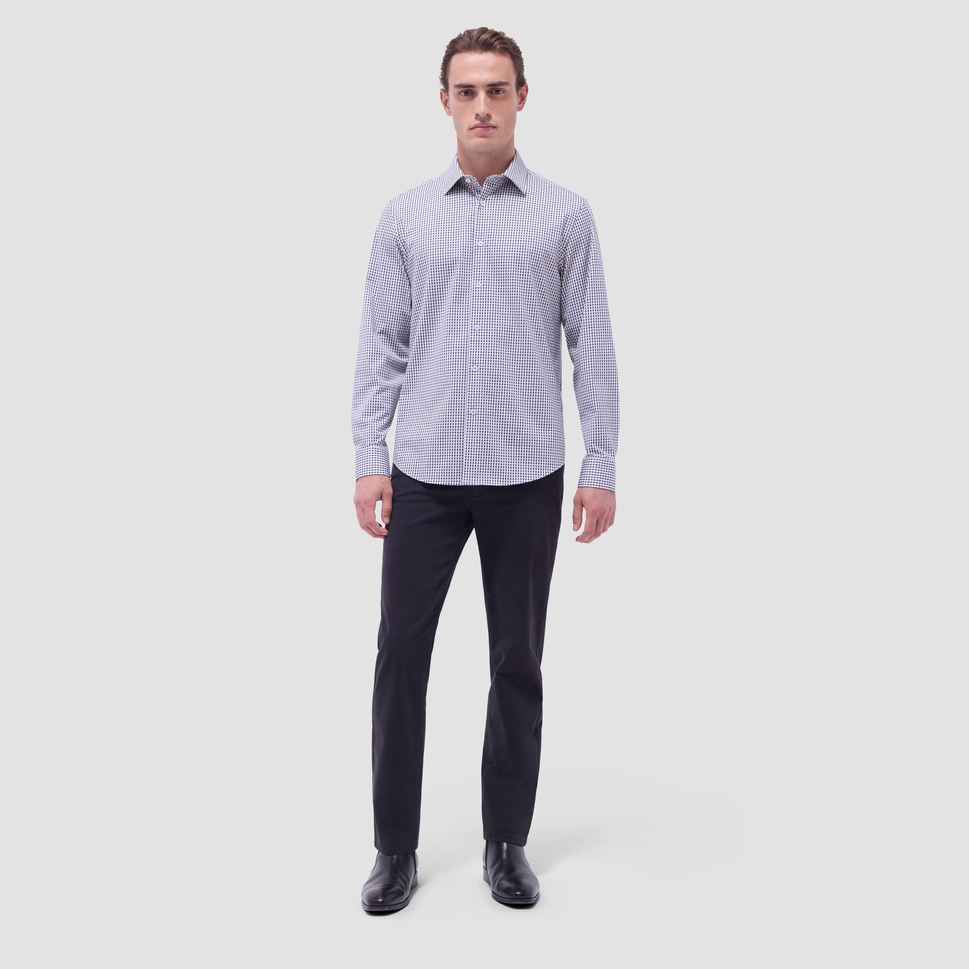 Bugatchi James Gingham Check OoohCotton® Shirt Black