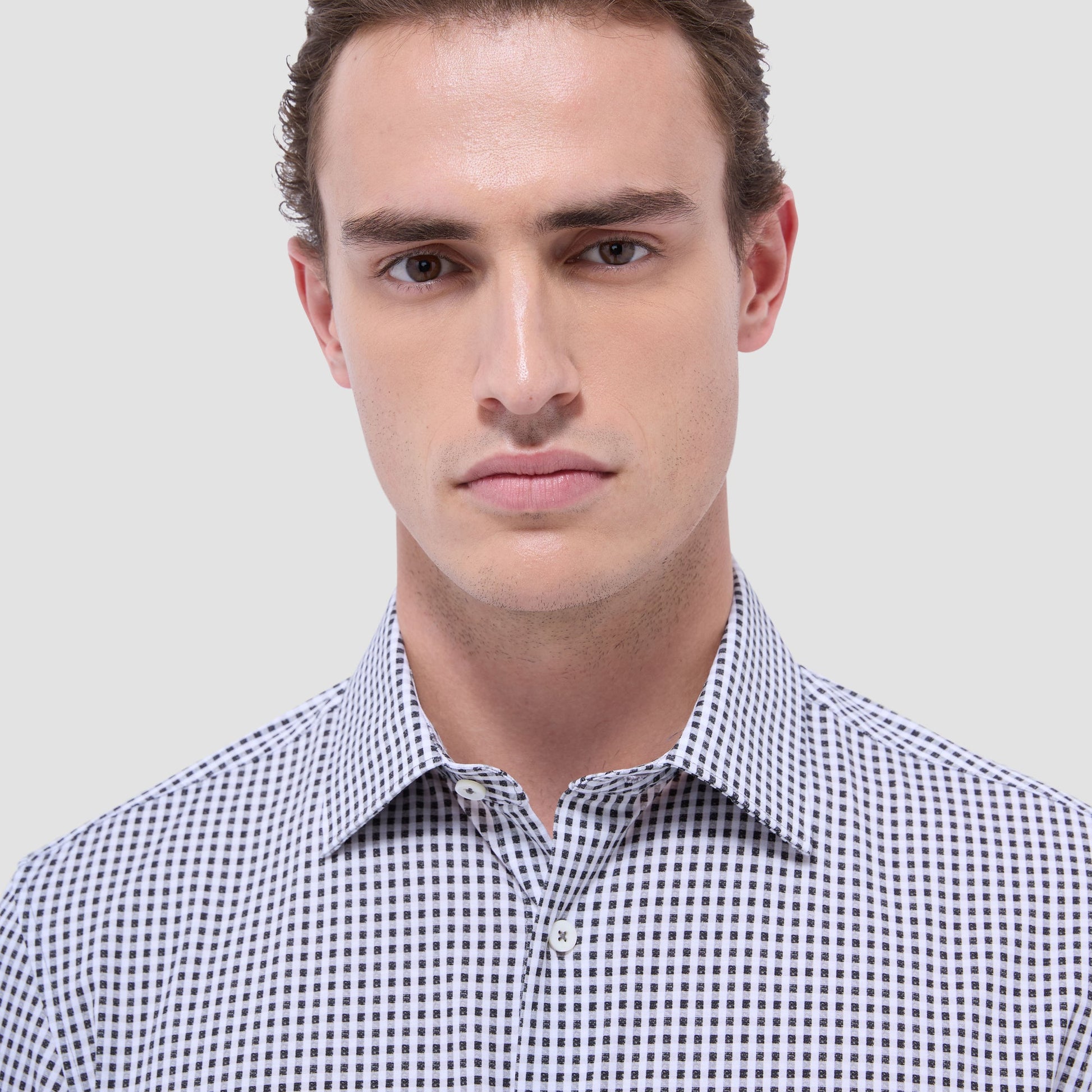Bugatchi James Gingham Check OoohCotton® Shirt Black