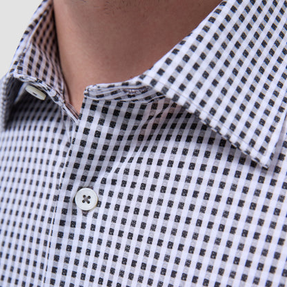 Bugatchi James Gingham Check OoohCotton® Shirt Black