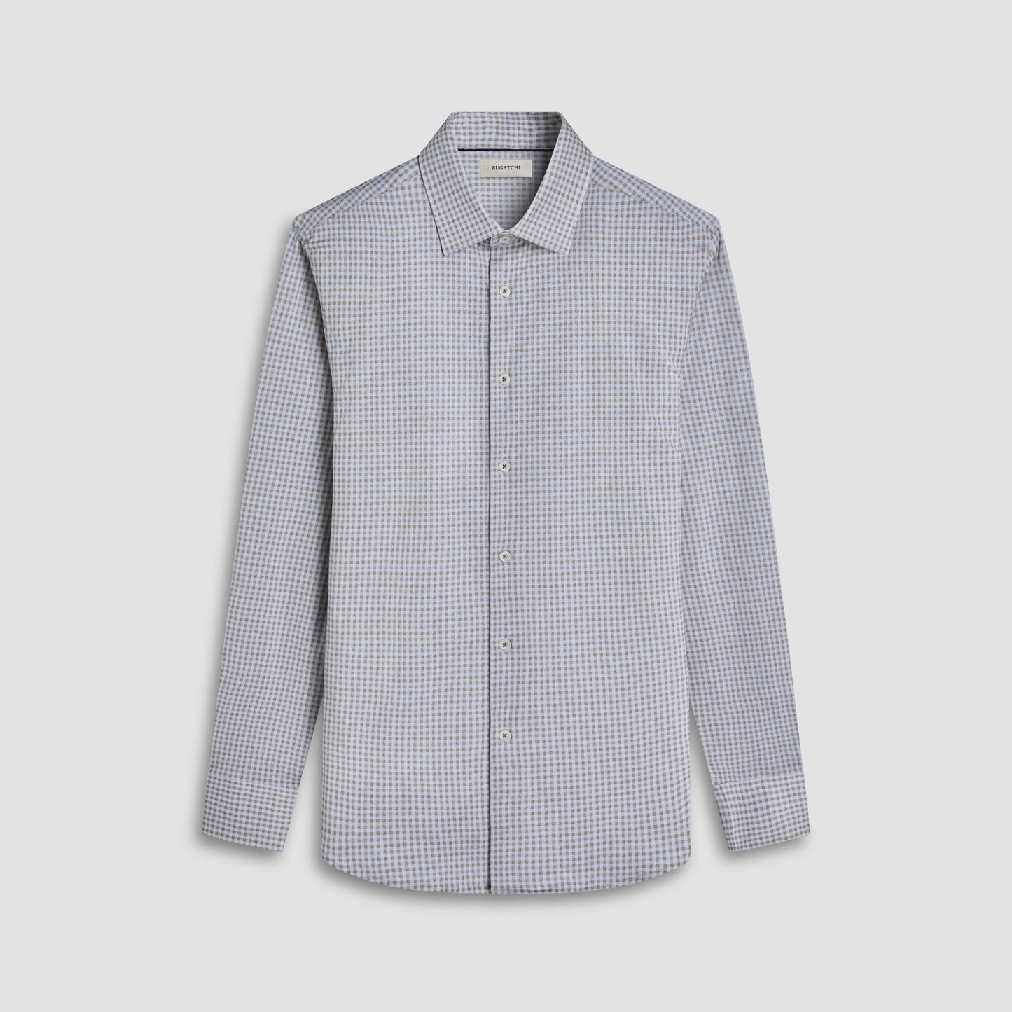 Bugatchi James Gingham Check OoohCotton® Shirt Camel