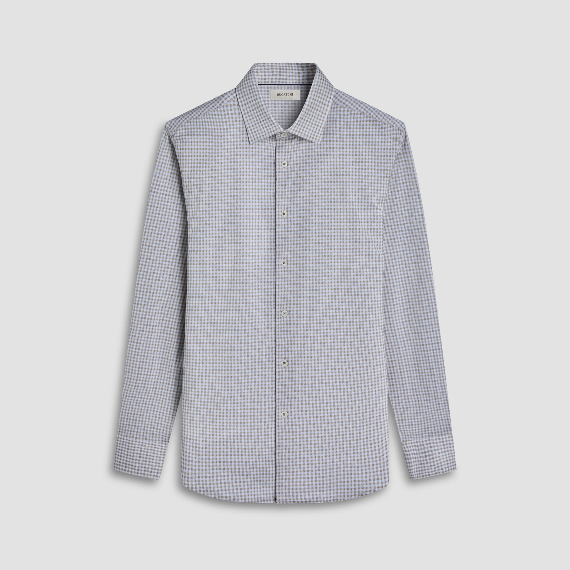 Bugatchi James Gingham Check OoohCotton® Shirt Camel