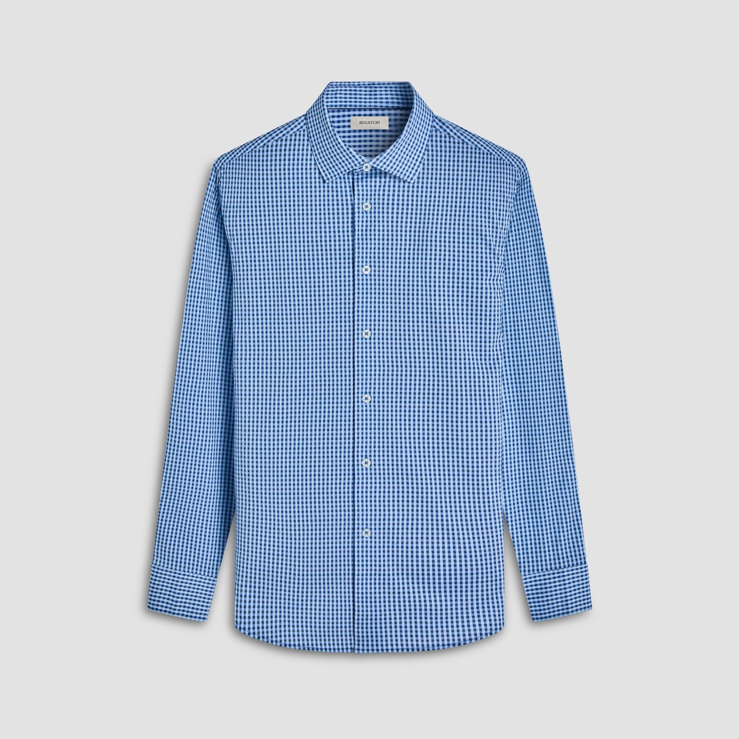 Bugatchi James Gingham Check OoohCotton® Shirt Classic Blue