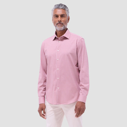 Bugatchi James Gingham Check OoohCotton® Shirt Paprika