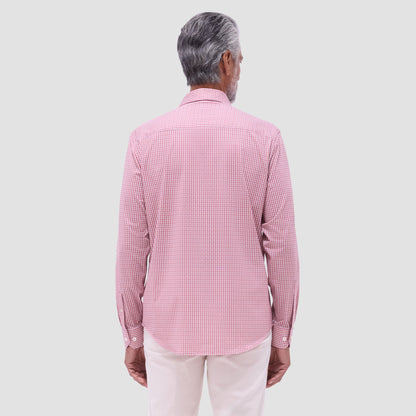Bugatchi James Gingham Check OoohCotton® Shirt Paprika