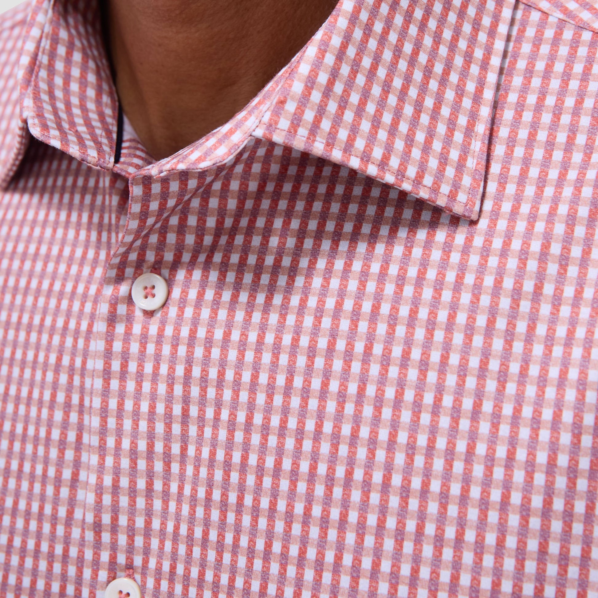 Bugatchi James Gingham Check OoohCotton® Shirt Paprika
