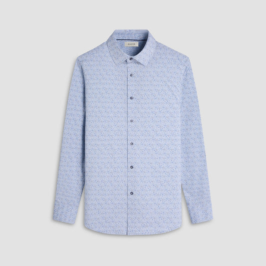 Bugatchi Jimmy Double-Sided Floral & Feather OoohCotton® Shirt Air Blue