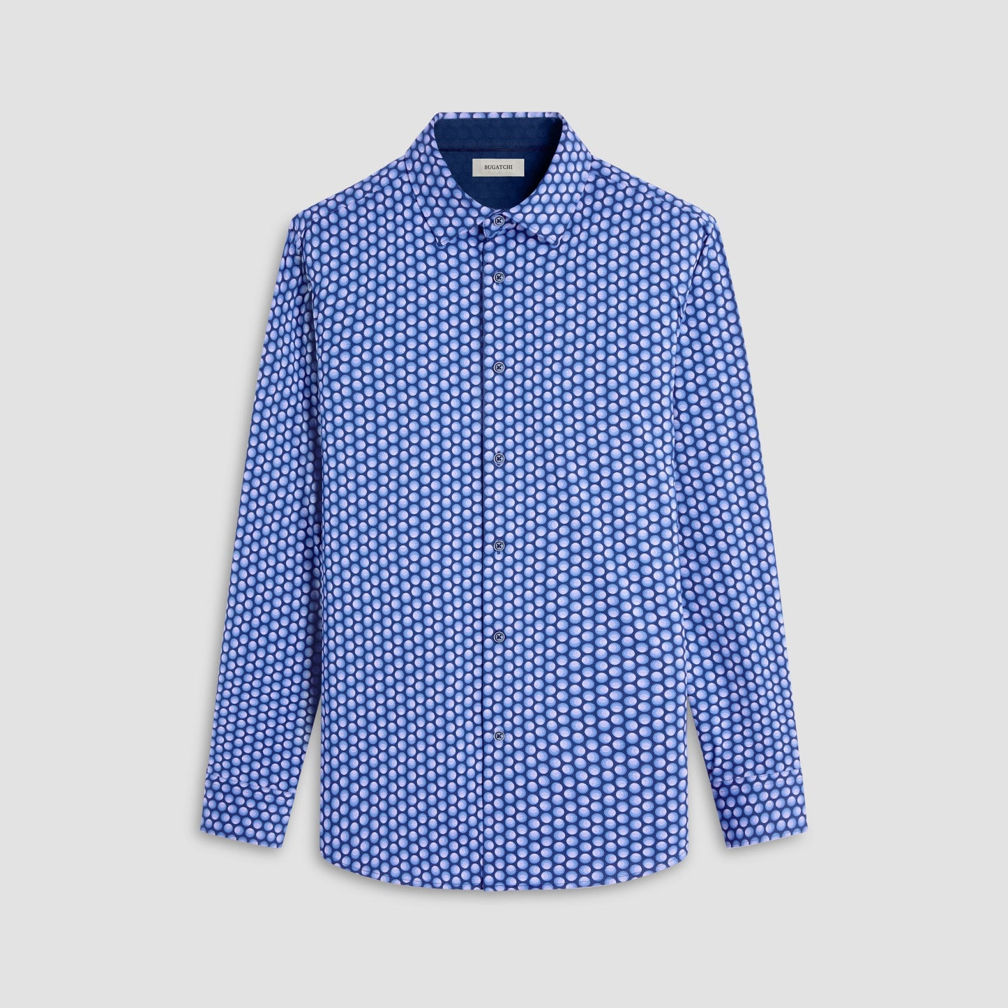 Bugatchi Jimmy Double-Sided Geometric & Solid OoohCotton® Shirt Cobalt