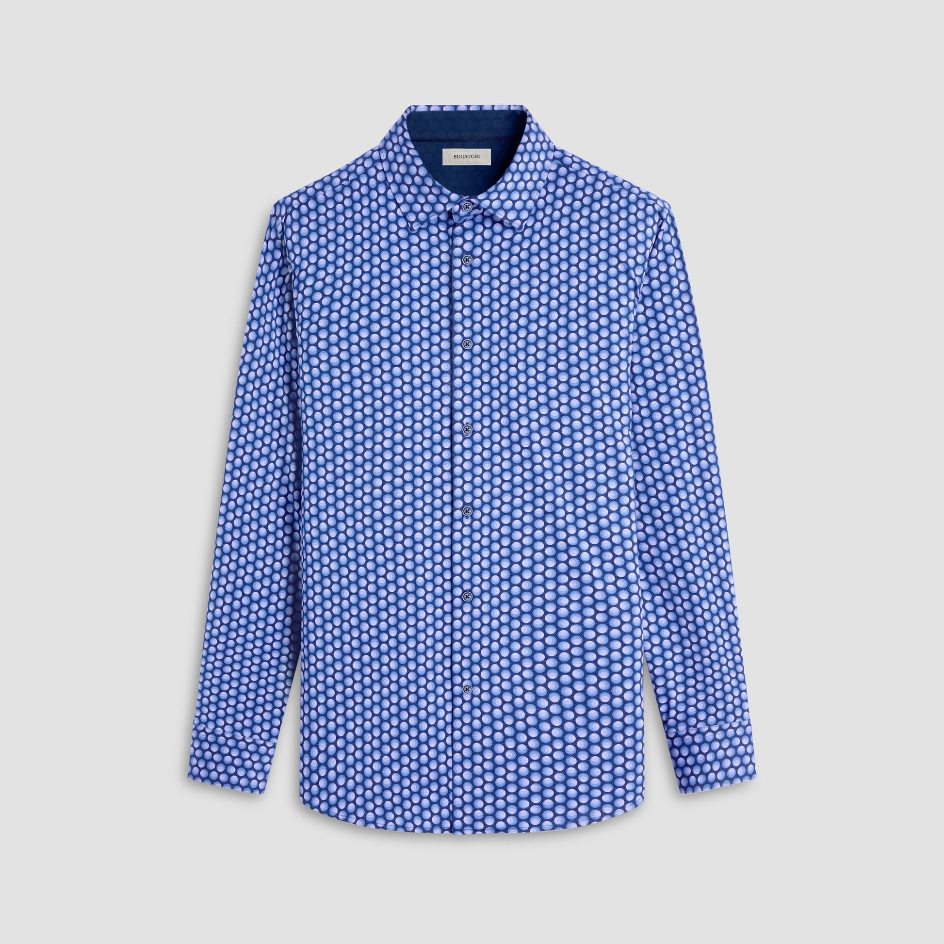 Bugatchi Jimmy Double-Sided Geometric & Solid OoohCotton® Shirt Cobalt