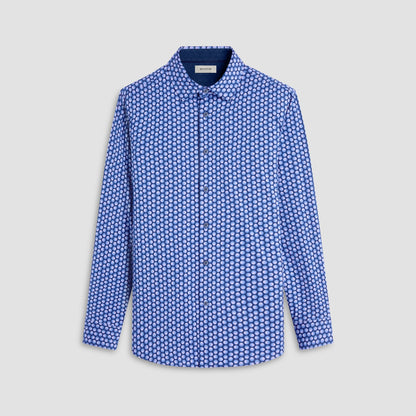 Bugatchi Jimmy Double-Sided Geometric & Solid OoohCotton® Shirt Cobalt