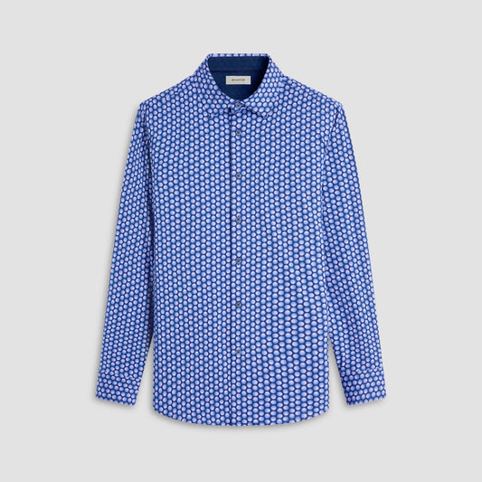 Bugatchi Jimmy Double-Sided Geometric & Solid OoohCotton® Shirt Cobalt
