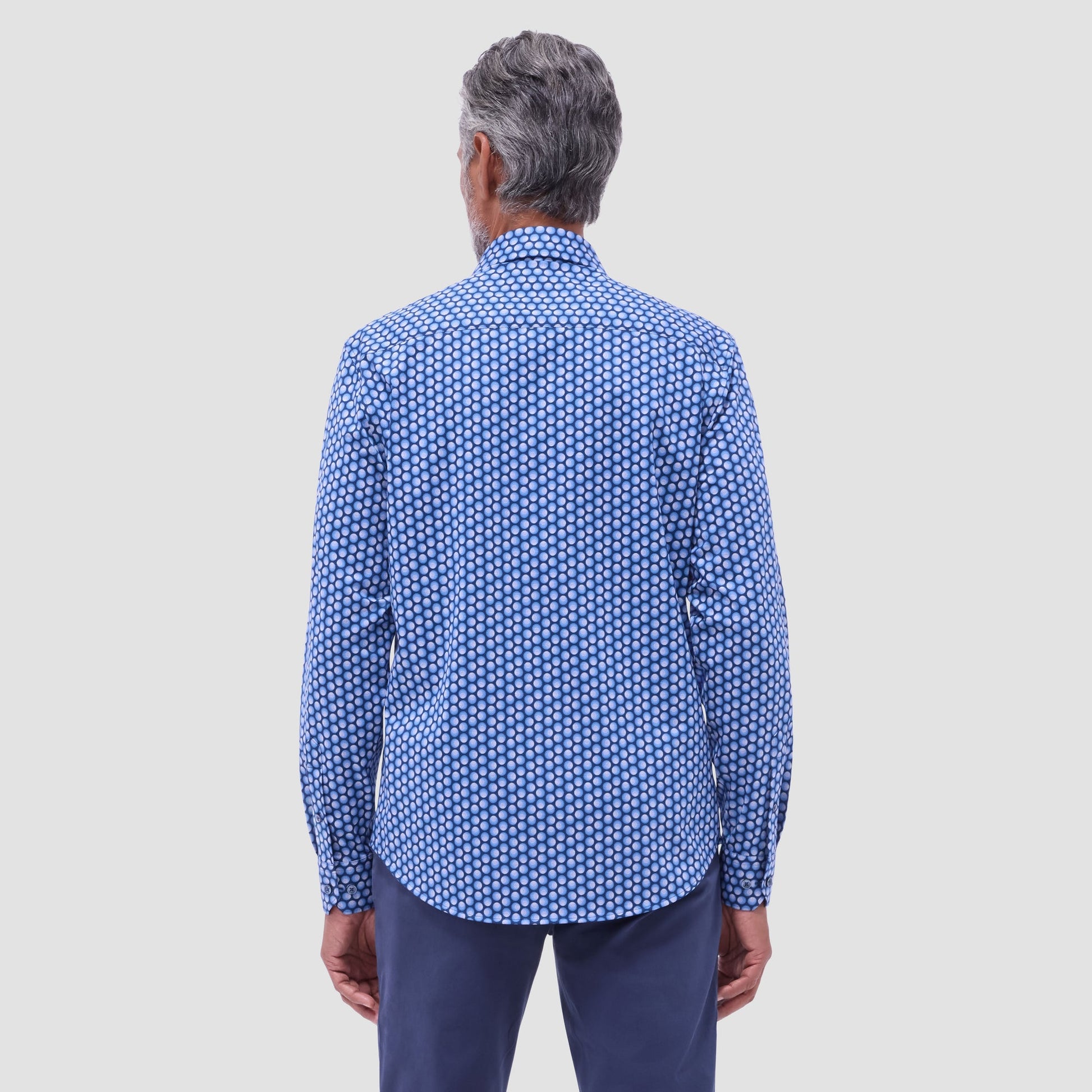 Bugatchi Jimmy Double-Sided Geometric & Solid OoohCotton® Shirt Cobalt