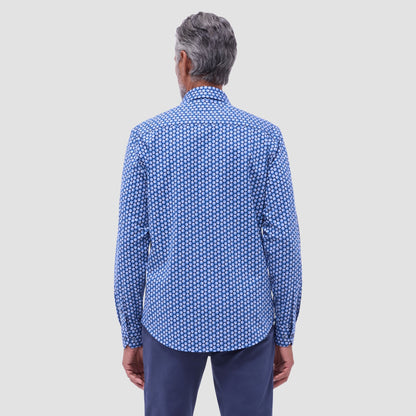Bugatchi Jimmy Double-Sided Geometric & Solid OoohCotton® Shirt Cobalt