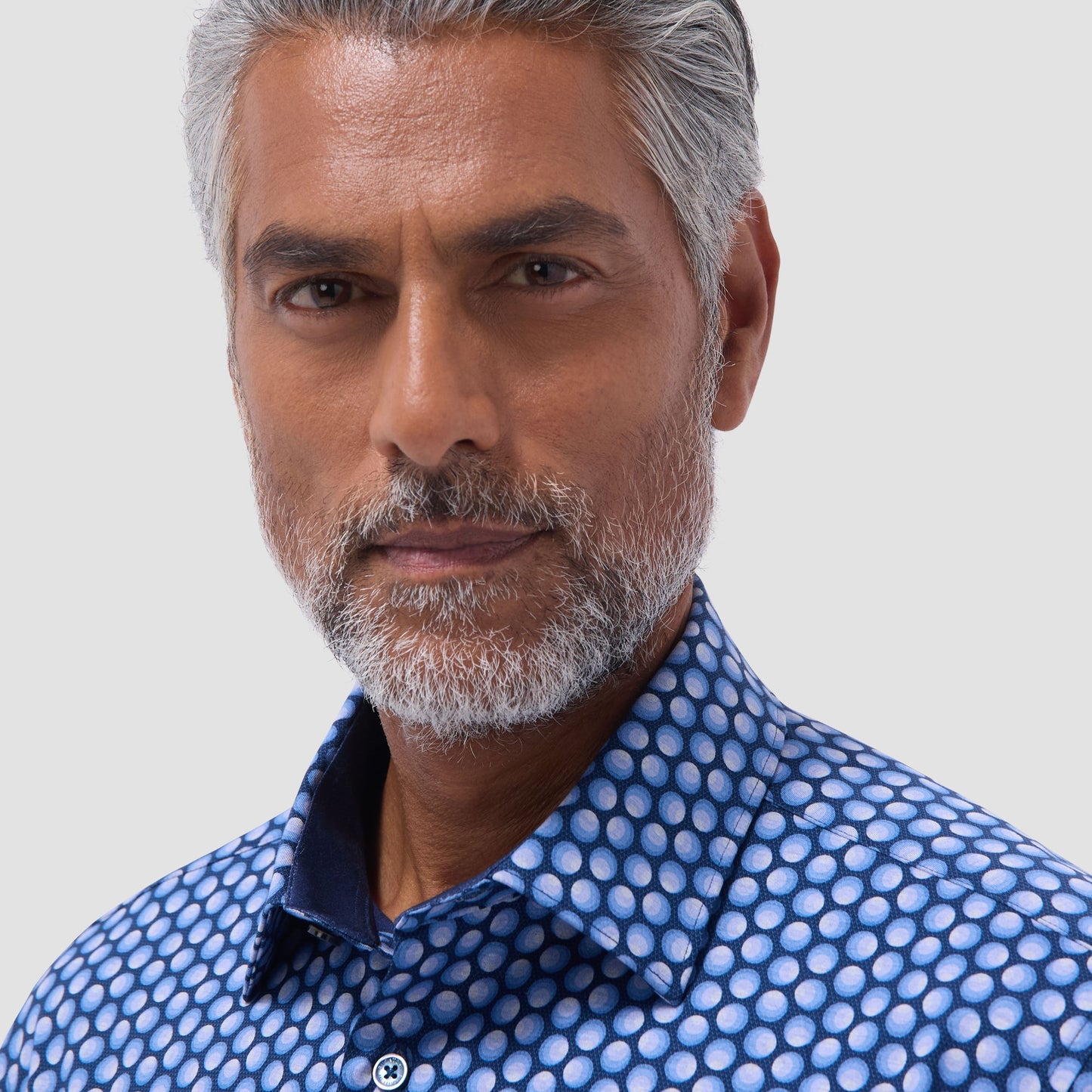 Bugatchi Jimmy Double-Sided Geometric & Solid OoohCotton® Shirt Cobalt