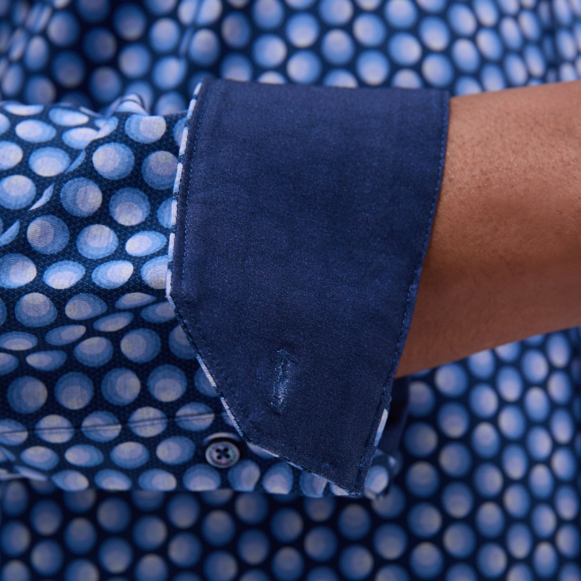 Bugatchi Jimmy Double-Sided Geometric & Solid OoohCotton® Shirt Cobalt