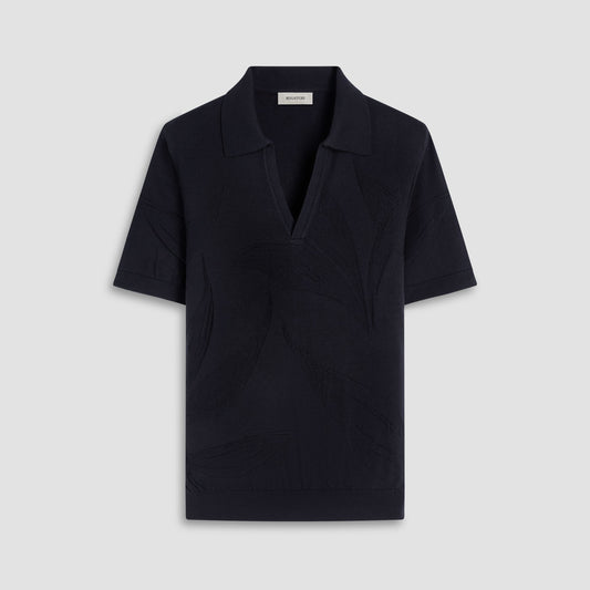 Bugatchi Abstract Short Sleeve Johnny Sweater Black