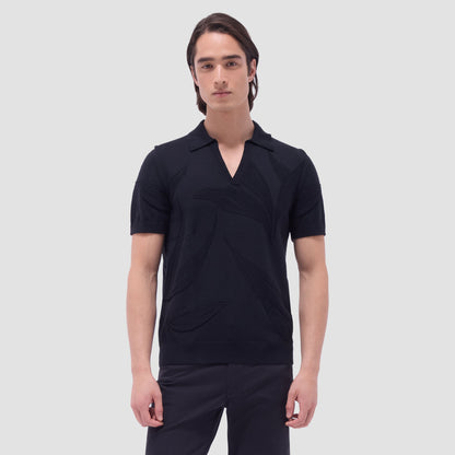 Bugatchi Abstract Short Sleeve Johnny Sweater Black