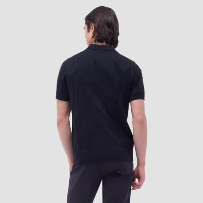 Bugatchi Abstract Short Sleeve Johnny Sweater Black