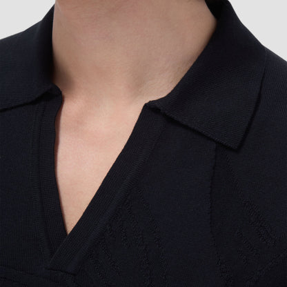 Bugatchi Abstract Short Sleeve Johnny Sweater Black