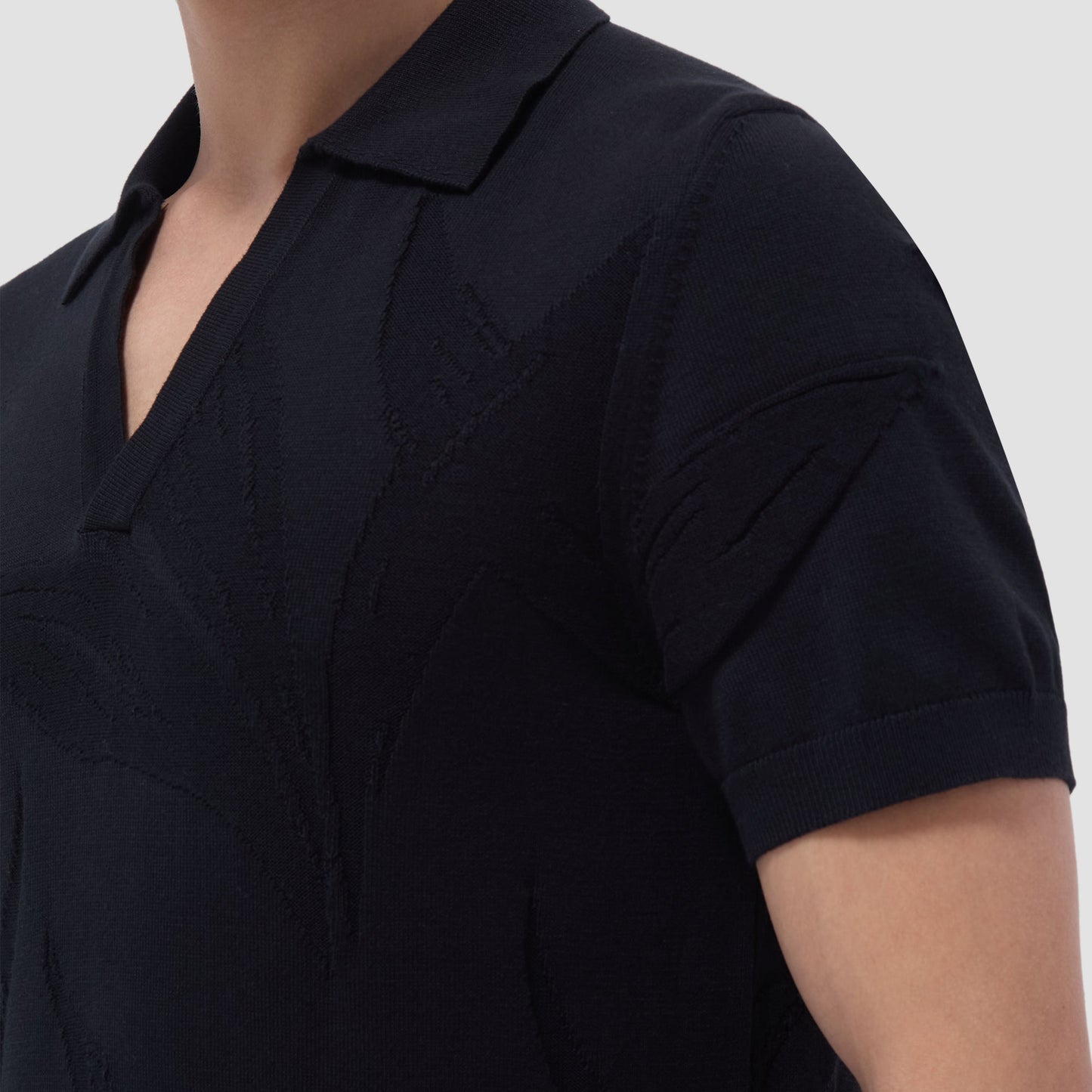 Bugatchi Abstract Short Sleeve Johnny Sweater Black