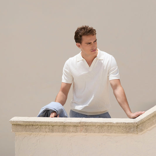Bugatchi Abstract Short Sleeve Johnny Sweater Chalk