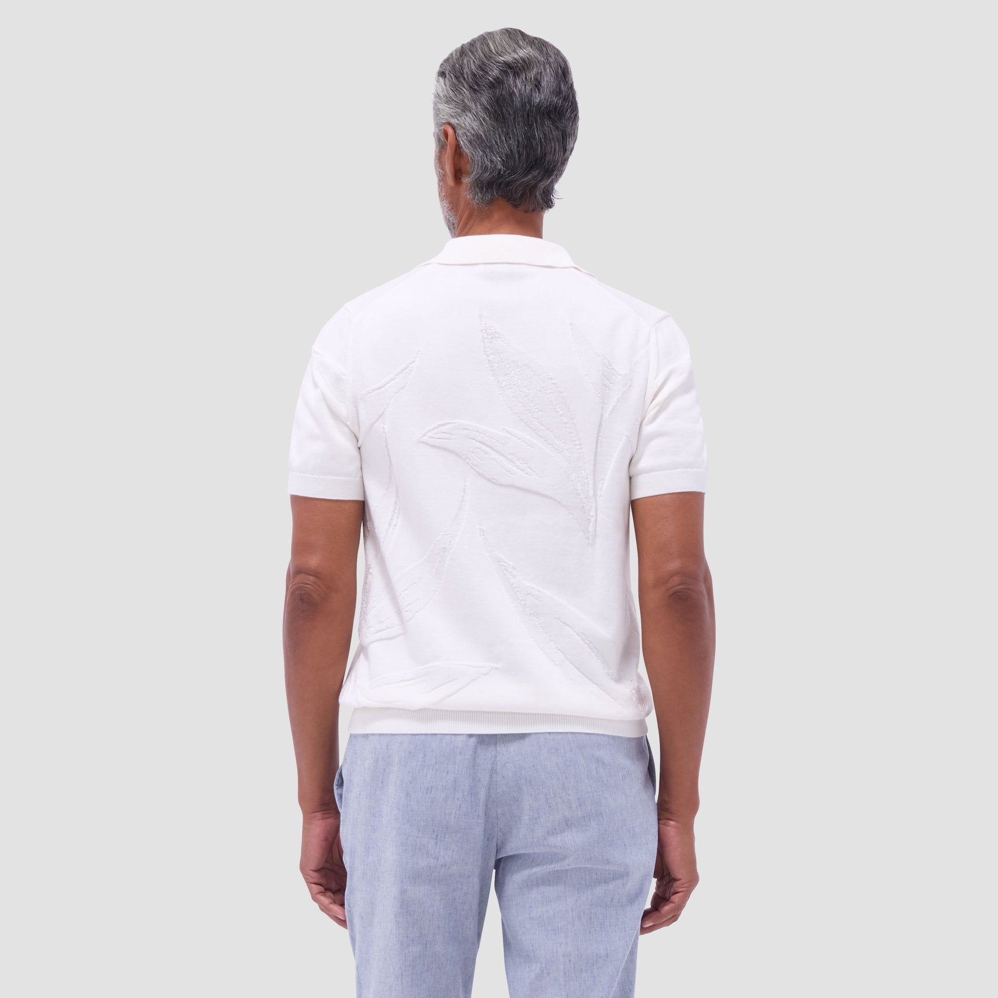 Bugatchi Abstract Short Sleeve Johnny Sweater Chalk