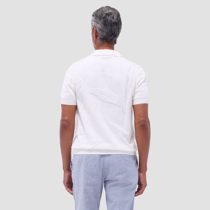 Bugatchi Abstract Short Sleeve Johnny Sweater Chalk