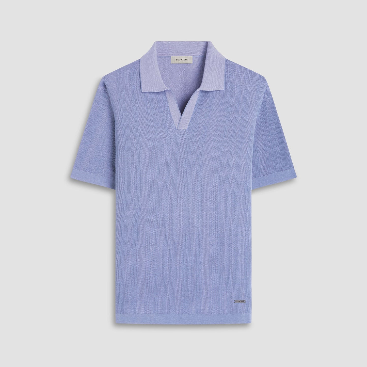 Bugatchi Two-Tone Rib Stitch Short Sleeve Johnny Sweater Lilac