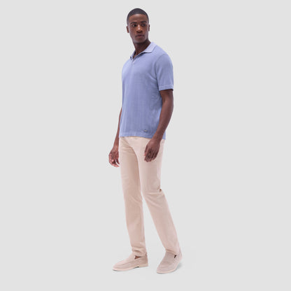 Bugatchi Two-Tone Rib Stitch Short Sleeve Johnny Sweater Lilac