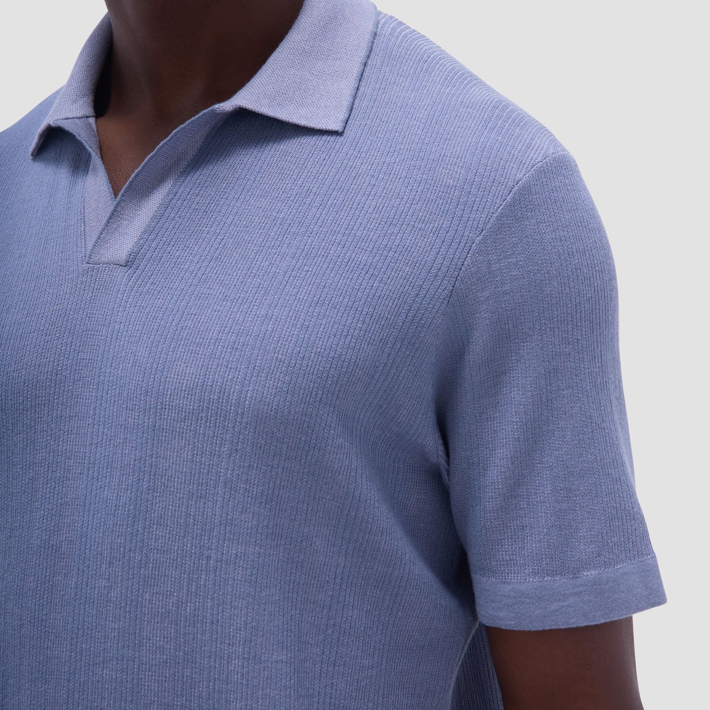 Bugatchi Two-Tone Rib Stitch Short Sleeve Johnny Sweater Lilac