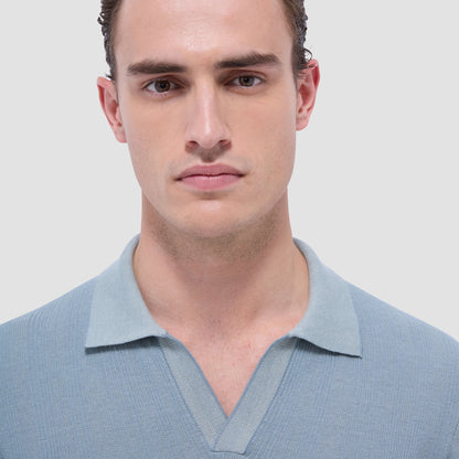 Bugatchi Two-Tone Rib Stitch Short Sleeve Johnny Sweater Mint