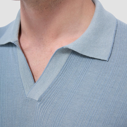 Bugatchi Two-Tone Rib Stitch Short Sleeve Johnny Sweater Mint