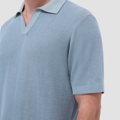 Bugatchi Two-Tone Rib Stitch Short Sleeve Johnny Sweater Mint