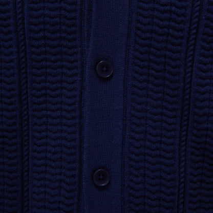 Bugatchi Textured Chevron Short Sleeve Knit Shirt Navy