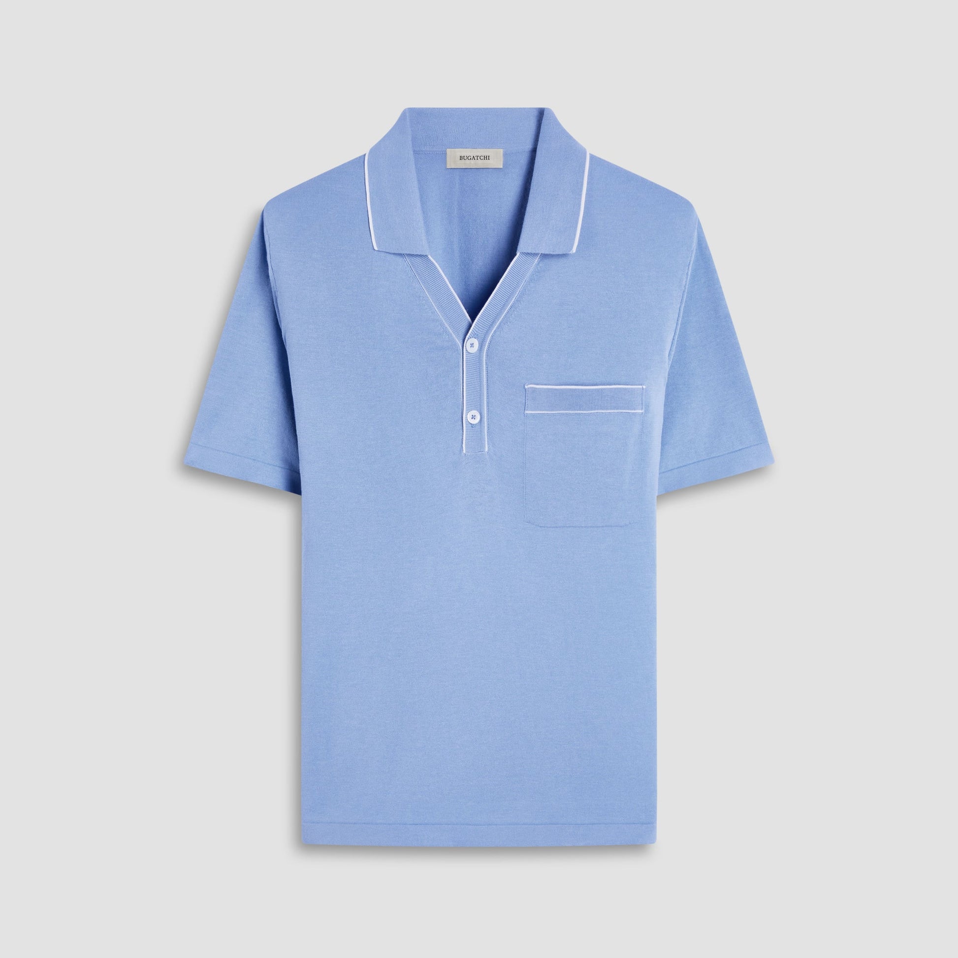 Bugatchi Jersey Knit Short Sleeve Johnny Sweater Air Blue