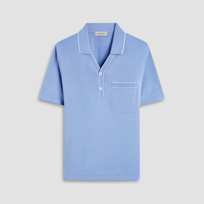 Bugatchi Jersey Knit Short Sleeve Johnny Sweater Air Blue