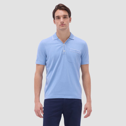 Bugatchi Jersey Knit Short Sleeve Johnny Sweater Air Blue