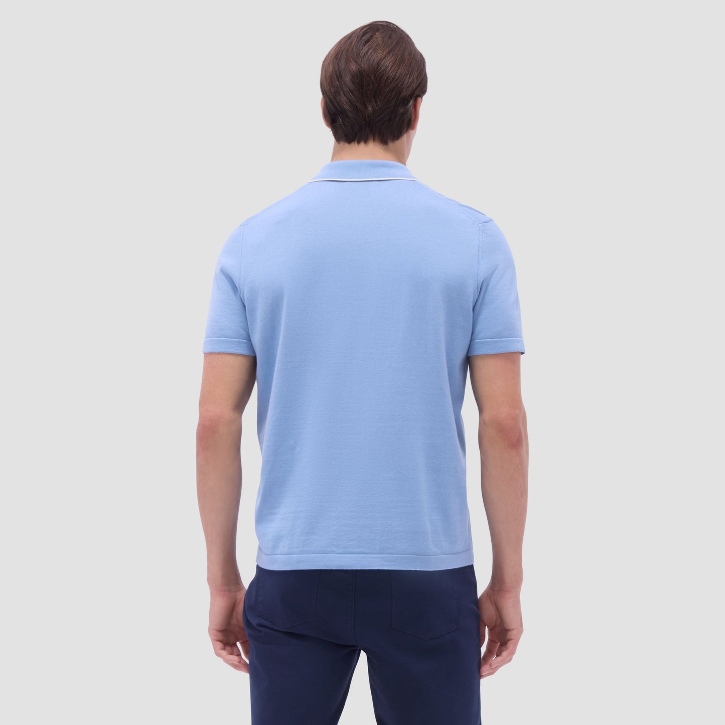 Bugatchi Jersey Knit Short Sleeve Johnny Sweater Air Blue