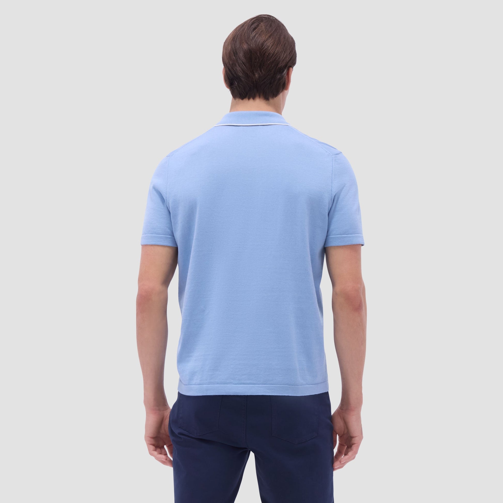 Bugatchi Jersey Knit Short Sleeve Johnny Sweater Air Blue