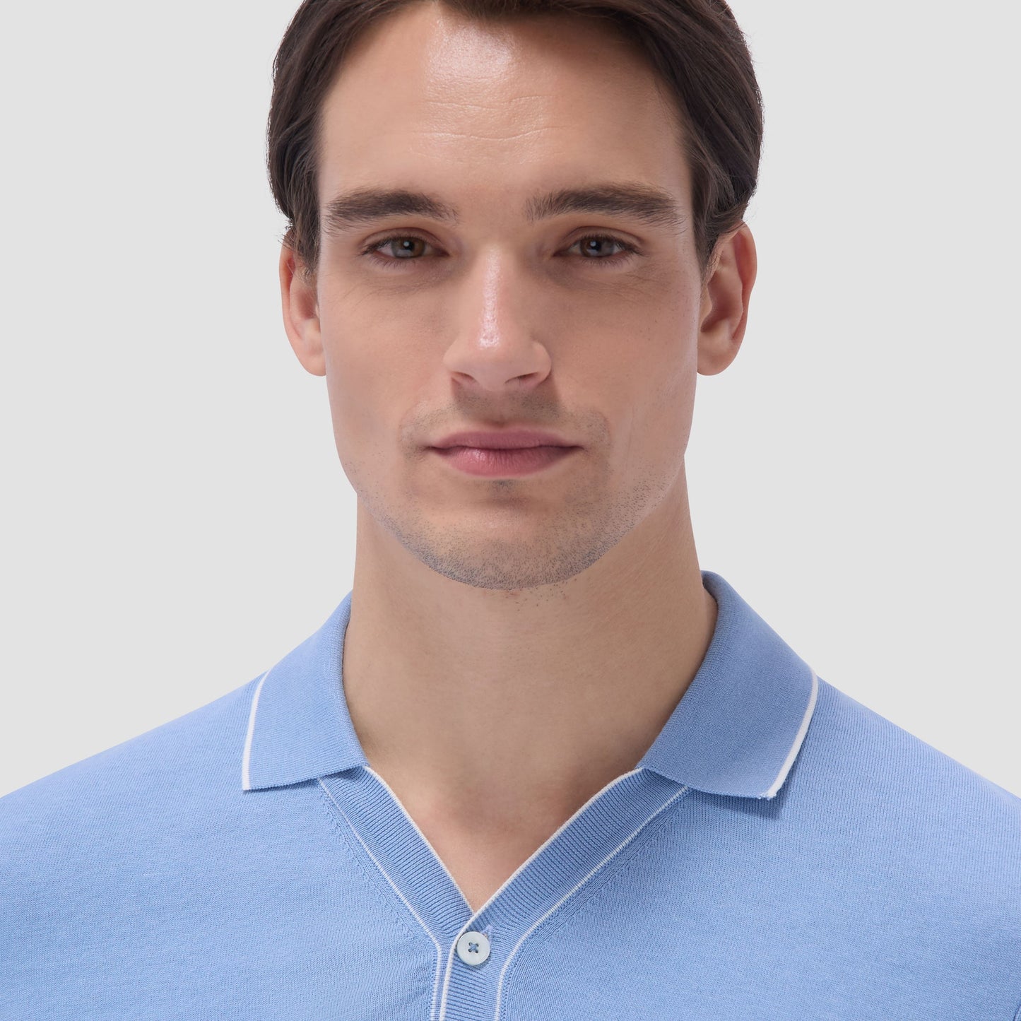 Bugatchi Jersey Knit Short Sleeve Johnny Sweater Air Blue