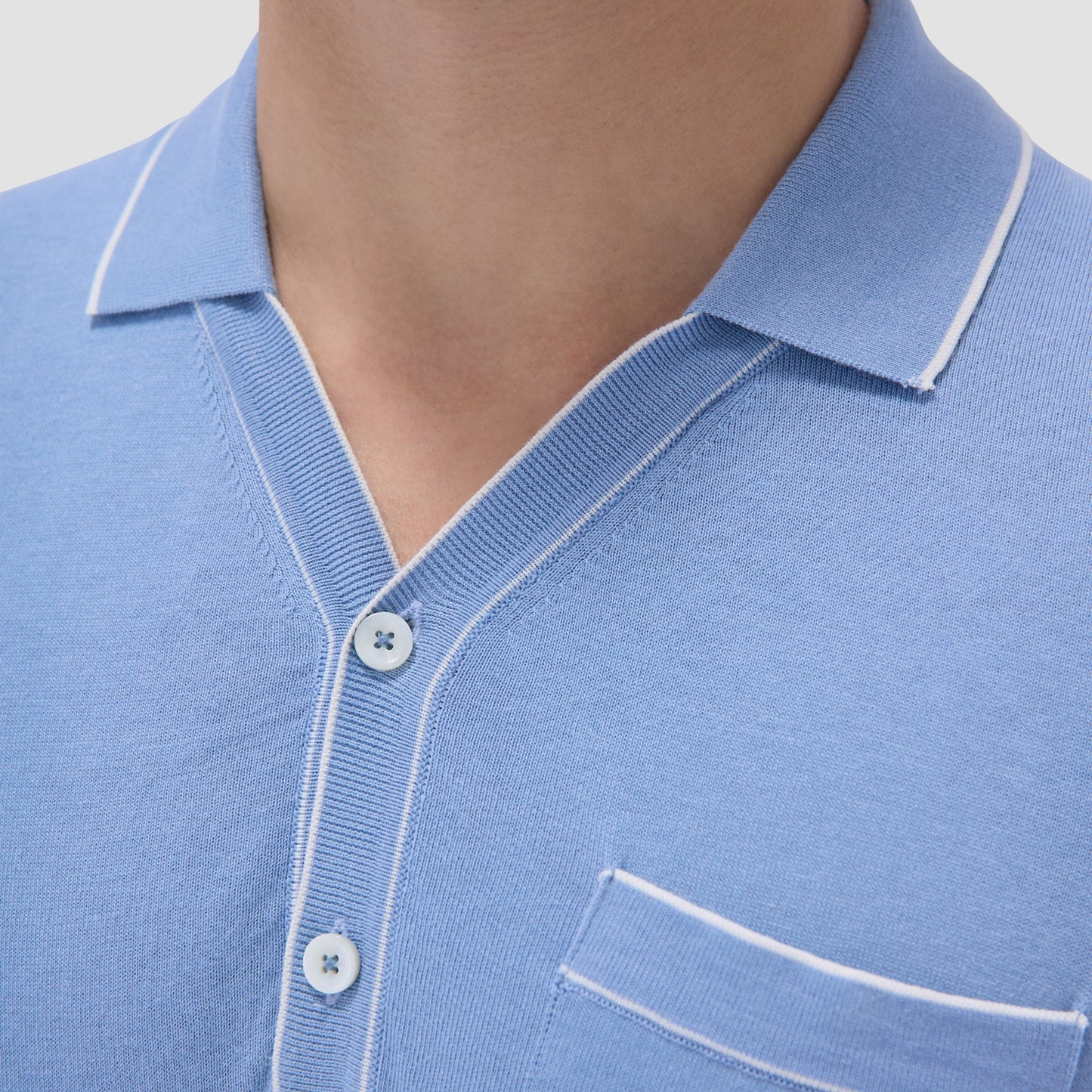Bugatchi Jersey Knit Short Sleeve Johnny Sweater Air Blue