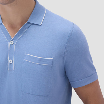 Bugatchi Jersey Knit Short Sleeve Johnny Sweater Air Blue